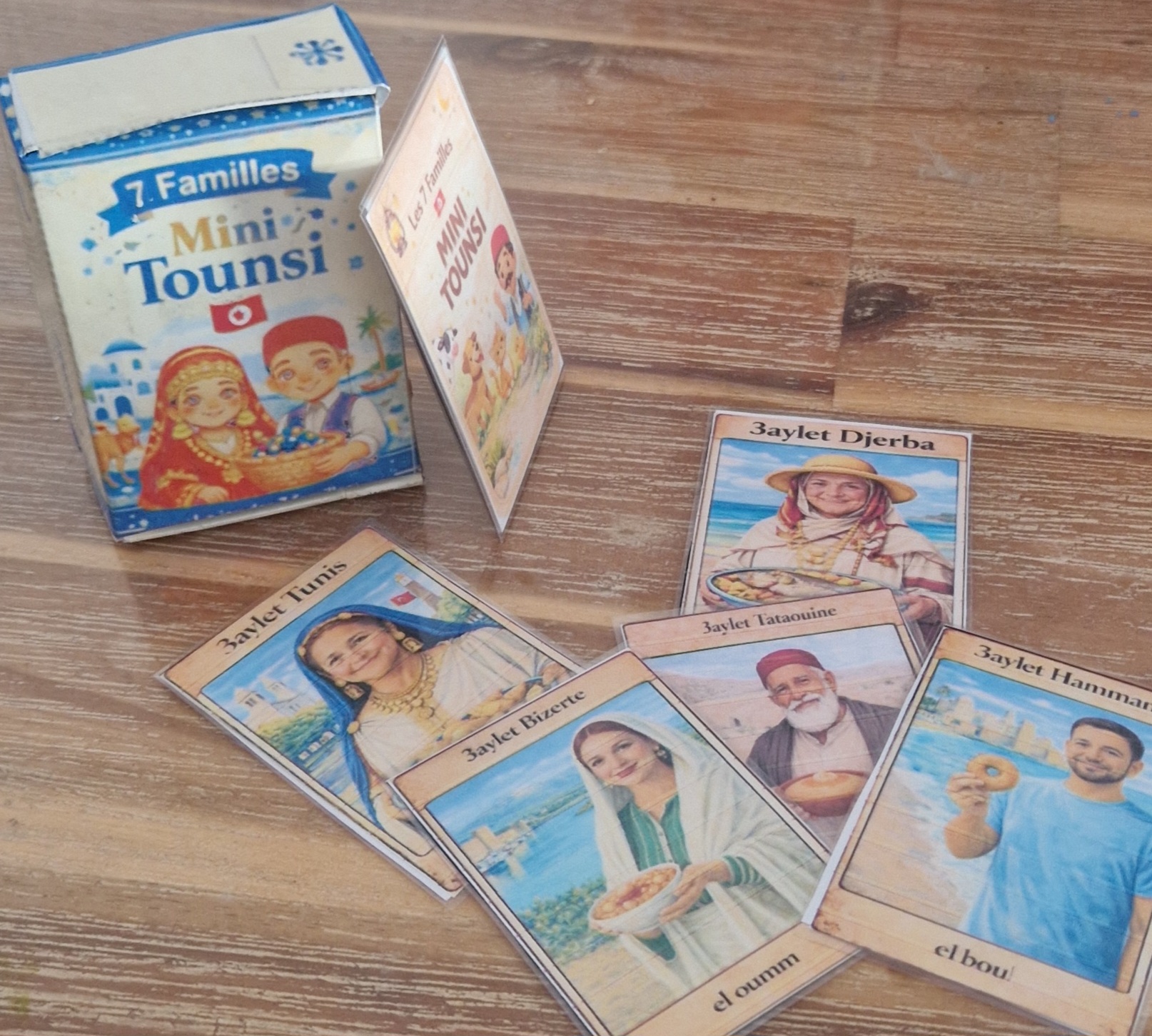 Photo réelle du prototype du jeu des 7 familles Mini Tounsi